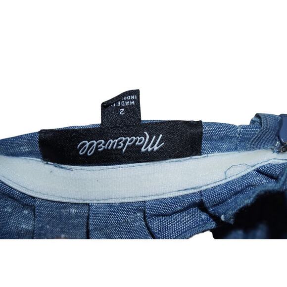 Madewell Blue Chambray Strapless Mini Dress – Size 2 – Ruffle & Pintuck Bodice - Picture 6 of 6